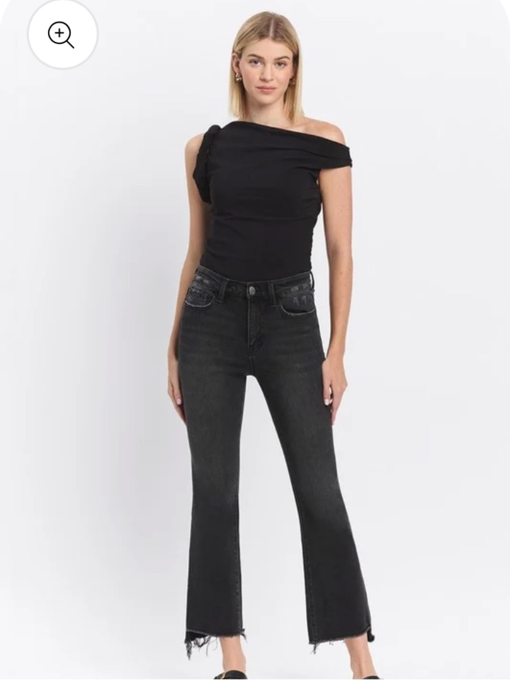 Le Jean Bella Crop Flare Jeans in Black